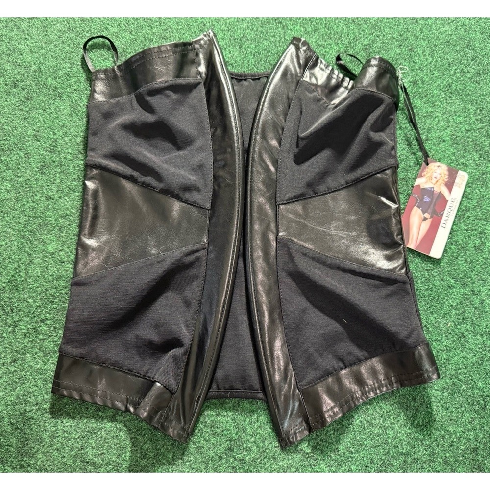 Darque Coquette Pleather Structured Corset Clasp Back Womens‎ Small Black NWT